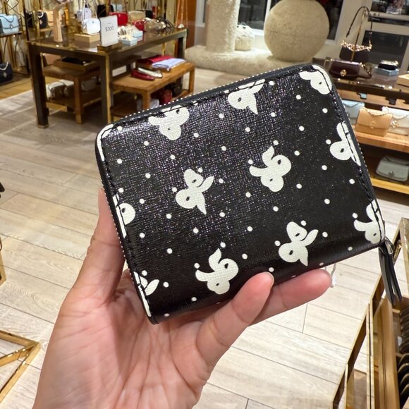 Tory Burch Emerson Mini Wallet 176905 Black Tossed Bow $215 - Picture 3 of 7